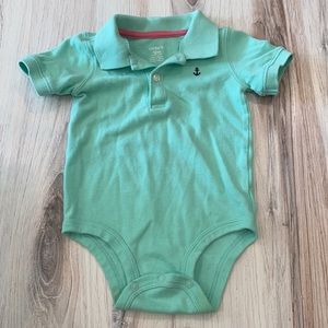 CARTER'S Pique Polo Bodysuit/Onesie - Mint - Size 12M